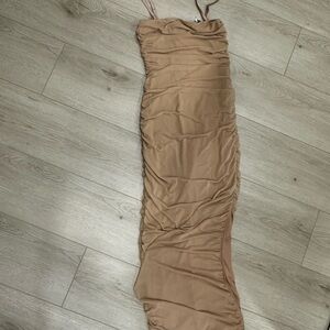 Tan Ruched Dress